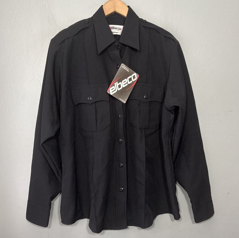 Elbeco Tex Trop2 Button Up Shirt Size 46 Long Sleeve Black Tactical Uniform